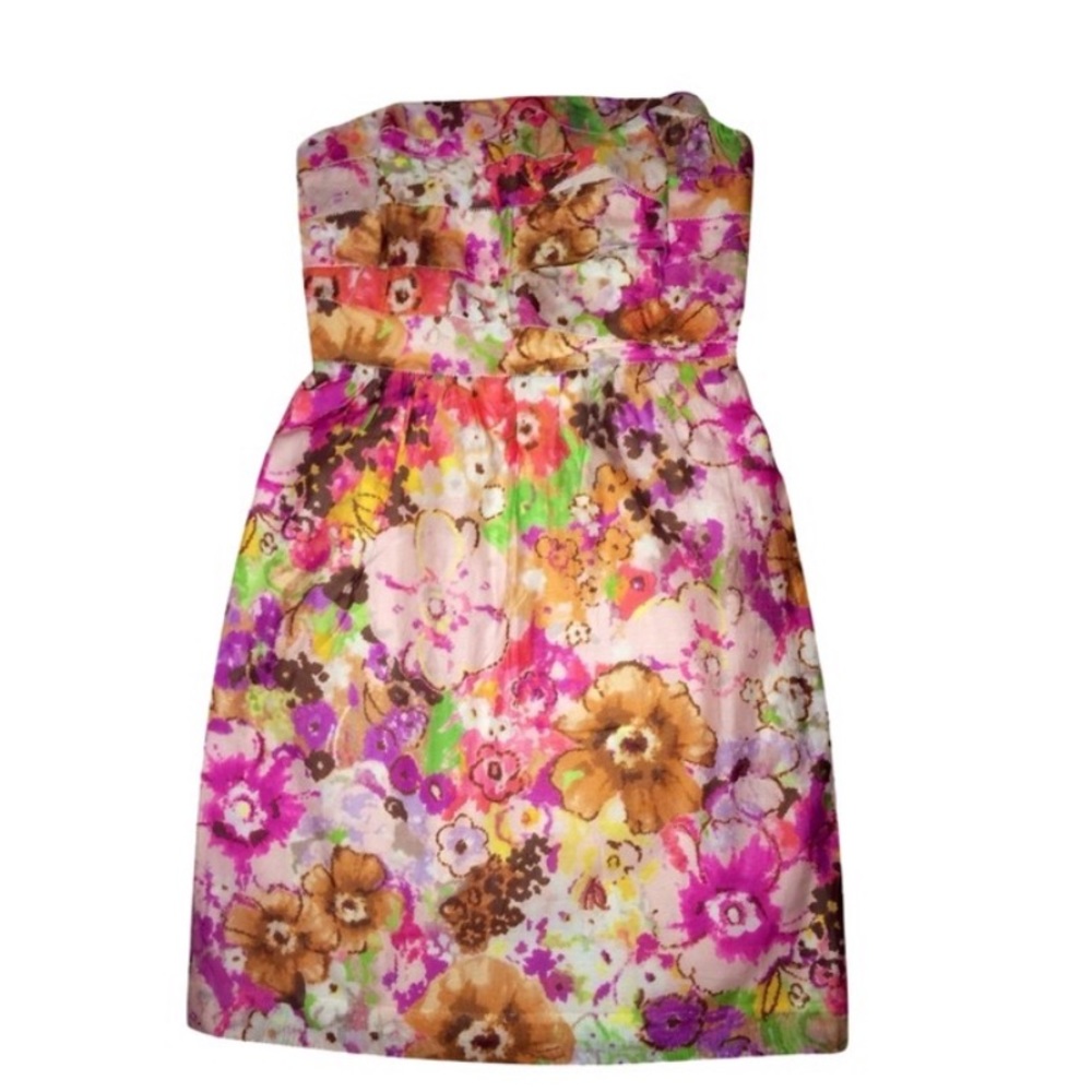 J Crew Strapless Floral Cocktail Dress 0